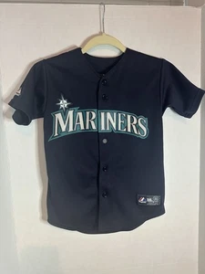 Seattle Mariners Ichiro Suzuki MLB Shirt Jersey sz Youth S Blue Majestic - Picture 1 of 9