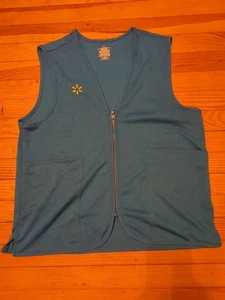 Walmart Employee Vest Blue Zip-Up/ Embroidered Spark Logo & Pockets Women's LG - Picture 1 of 2