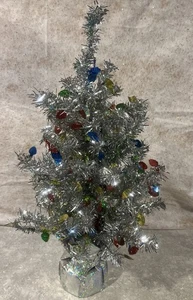 Vintage Stil Tischplatte Mantel Silber Weihnachtsbaum 19" perfekt für Schreibtisch Retro MCM - Bild 1 von 5