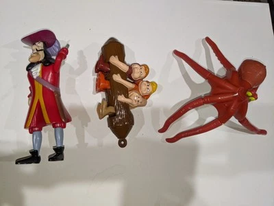 3x PETER PAN McDonald's FIG TOYS Lost Boys Captain Hook Giant Octopus LOT Disney - image 1 of 3