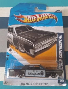 2012 HOT WHEELS HW MAIN STREET '12 '64 LINCOLN CONTINENTAL POLICE CAR BLACK NIB - Picture 1 of 4