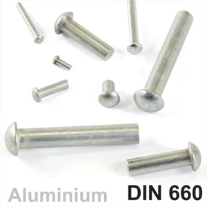 Massive Aluminium Rundkopfnieten DIN 660 Durchmesser 2mm 2,5mm 3mm 4mm 5mm 6mm Kuppeltopf - Bild 1 von 64