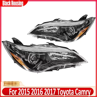 Juego de faros para Toyota Camry 2015 2016 2017 carcasa negra izquierda+derecha Foto 1 de 4
