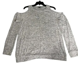 Rosa Kleeblatt Pullover Grau Peek-A-Boo Schulterfrei Größe L - Bild 1 von 3