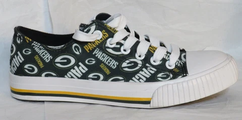 GREEN BAY PACKERS WOMENS SNEAKER SZ 7 REPEAT LOGO LOW CANVAS CHUCK STYLE NIB Cover