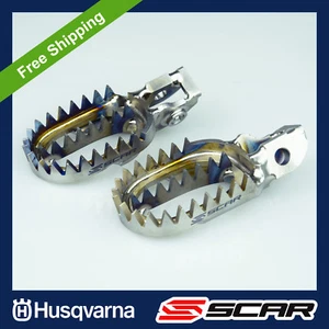 TITANIUM FOOTPEGS HUSQVARNA TC 125 FC 250 FC 350 FC 450 16-21 FOOT REST SCAR - Picture 1 of 2