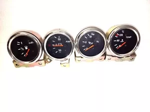 2" /60mm Electrical Temp ("C) Oil Pressure Bar Fuel Amp Gauge- Black Chrome - Picture 1 of 5