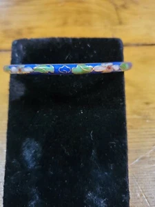 VINTAGE BLUE WHITE GREEN FLORAL CLOISONNE BRACELET FREE SHIPPING - Foto 1 di 3