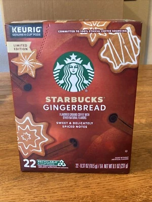 Starbucks Coffee GINGERBREAD 22 Count K-Cup Pods Keurig LIMITED EDITION New !