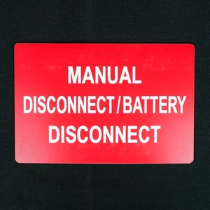 NEW RED PV Solar MANUAL DISCONNECT/BATTERY DISCONNECT Engraved Label 4 x 6 - Picture 1 of 4