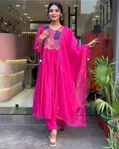 Fully Stitched Palazzo Kurta With Dupatta Set 3 Piece Top Tunic Combo For Eid - Picture 1 of 6