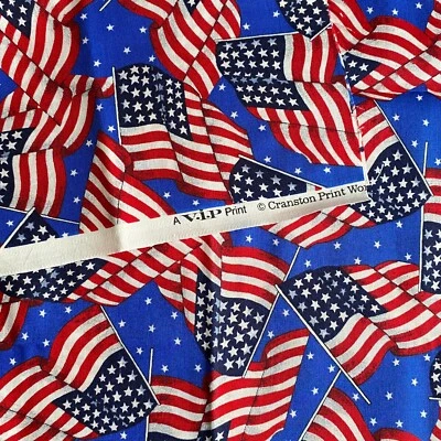 Tela de bandera de EE. UU. Roja Blanca Azul Algodón Estampado 18x44 Foto 1 de 4