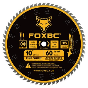 60-Tooth 10-Inch Table/Miter Saw Blades Thin Kerf Fine Finish Crosscut Blade - Picture 1 of 4