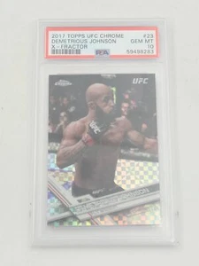 2017 Topps Ufc Chrome #23 Demetrious Johnson X-Fractor PSA 10 - Foto 1 di 2