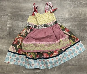 Matilda Jane Serendipity Floral Flowers Apron Knot Tank Swirl Dress Size 4 - Picture 1 of 5