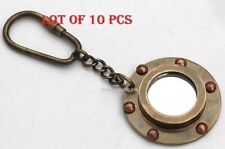 Lot of 10 pcs Vintage Solid Brass Porthole Mirror Key Chain Nautical Jewellry
