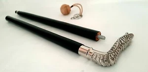 Vintage Wooden Walking Stick Silver Brass Snake Head Handle Victorian Cane Gift - Picture 1 of 6