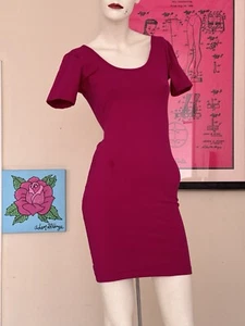 Vintage Y2K American Apparel Dress-Ballerina-Pink-Magenta-Large-Stretch-scoop- - Picture 1 of 24