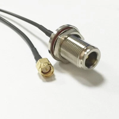 N female bulkhead to SMA male RF Pigtail Cable Coaxial Jumper RG174 20cm 8" - Image 1 of 4