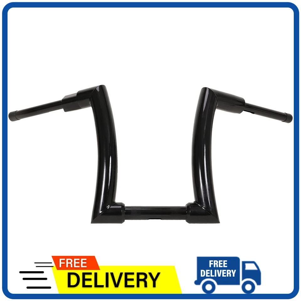 Black 14" Ape Hanger Handlebar 1-1/2" Fat Bars For Harley Davidson Chrome - Image 1 of 4