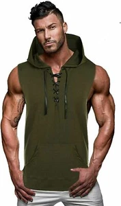 COOFANDY Men's Workout Hooded Tank Tops Sleeveless Gym Hoodie Cut Off T Shirt La - Picture 1 of 1