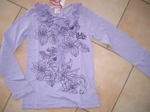 (C127) Nolita Pocket Girls Langarm Shirt Lila mit Blumen Druck & Volants gr.164 - Bild 1 von 3