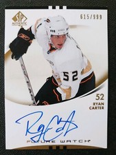 2007-08 SP Authentic #194 Ryan Carter AU RC #615/999