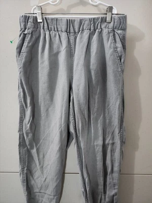 Pantalones J Crew para mujer 6 grises junto al mar jersey cintura elástica cónica mezcla de lino playa Foto 1 de 4