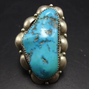 ANILLO CLAM NALWOOD Navajo BELLEZA DURMIENTE TURQUESA PLATA ESTERLINA talla 7,25 - Imagen 1 de 15