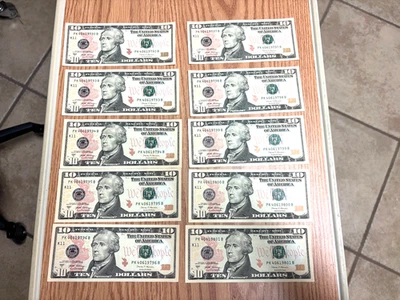 NEW Uncirculated TEN Dollar Bills Series 2017A $10 Sequential Notes LOT of 40 - Image 1 of 4