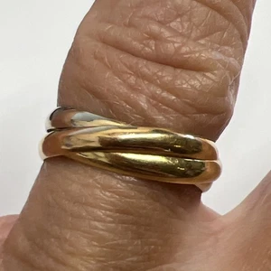 18k Tricolor 3 Band Rolling Ring Size 8 - Picture 1 of 5