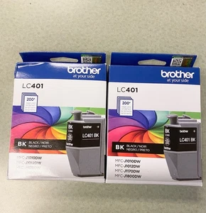 (2er-Pack) Brother Original LC401 schwarze Tintenpatrone mit Standardkapazität LC401BK - Bild 1 von 6