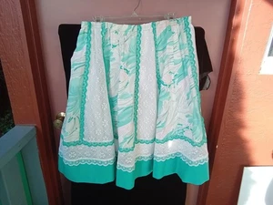 LITTLE HOUSE OF CREATION FIESTA SQUARE DANCE SKIRT SZ LARGE GREEN WHITE LACE VTG - Picture 1 of 8