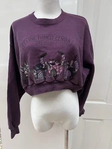 Vintage Hawaii Crazy Shirts Feline Fitness Centre Cropped Jumper Sweater Medium - Picture 1 of 10