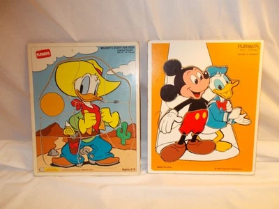 Vintage Playskool Disney Mickey Mouse and Donald Duck  Wooden Puzzles - Image 1 of 4