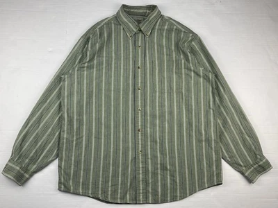 L.L. Bean Men's Large Green Striped Long Sleeve Shirt Regular Fit Vintage - Image 1 of 4