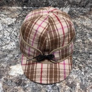 Cappello donna Stormy Kromer berretto Ida marrone rosa a quadri misto lana aderente USA 7 1/4 - Foto 1 di 17
