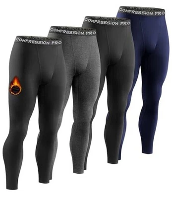  4 Pack Men Thermal Compression Small 2 Black 1 Heather Gray 1 Blue - Image 1 of 4
