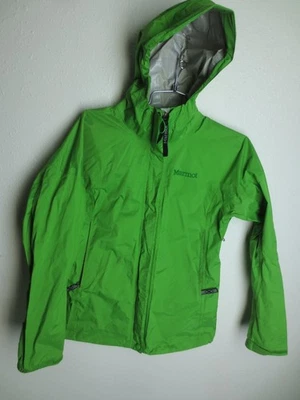 Jaqueta de chuva Marmot verde primavera brilhante impermeável tamanho feminino S capa de chuva - Imagem 1 de 4