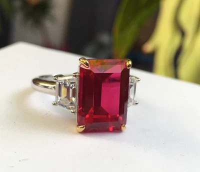 6.00 Ct Real Natural Ruby Diamond Wedding Beautiful Ring 14K Solid White Gold - Image 1 of 4