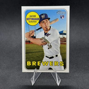 JACOB NOTTINGHAM 2018 Topps Heritage High Number Rookie #677 Milwaukee Brewers - Picture 1 of 2
