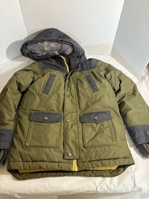 Lands' End Boys Winter Puffer Jacket Olive Green, Hooded, Size M 5-6 - Image 1 of 4