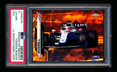 2020 TOPPS CHROME SAPPHIRE F1 #39 GEORGE RUSSELL RC ORANGE REFRACTOR #/25 PSA 8! - Image 1 of 2