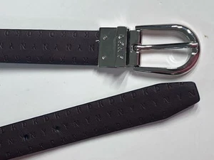 DKNY Womens Belt Size L BROWN / BLACK Reversible W SILVER BUCKLE See Pics - Picture 1 of 9