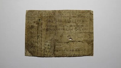 1761 Five Shillings North Carolina NC Colonial Currency Note Bill! RARE Issue 5s - Image 1 of 2