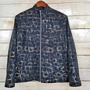 Erin London Jacket Womens Basic Jacket Size L Black & Gold Swirl Circles Career - Picture 1 of 6