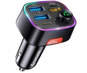 Syncwire Bluetooth 5.4 FM Transmitter Car Adapter 48W (PD 36W & 12W) - Black - Picture 1 of 8