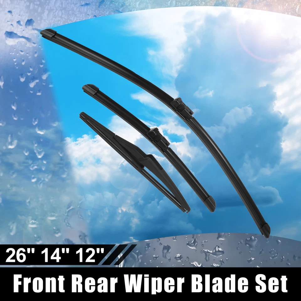 3pcs 26" 14" 12" Windshield Wiper Blade Set for Fiat 500X 2014-2023 w/ Top-Lock - Image 1 of 4