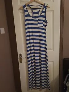 Wal g Striped Blue & White Sun Dress Size M - Picture 1 of 5