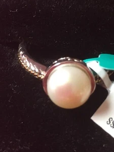 NEW! PEARL, STERLING SILVER & 18K YELLOW GOLD RING By EFFY/ Size 7 / Retail $315 - Picture 1 of 4